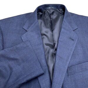 Joseph Abboud‎ Blazer Men 42 Blue Window Pane Plaid Classic Jacket Union USA VTG